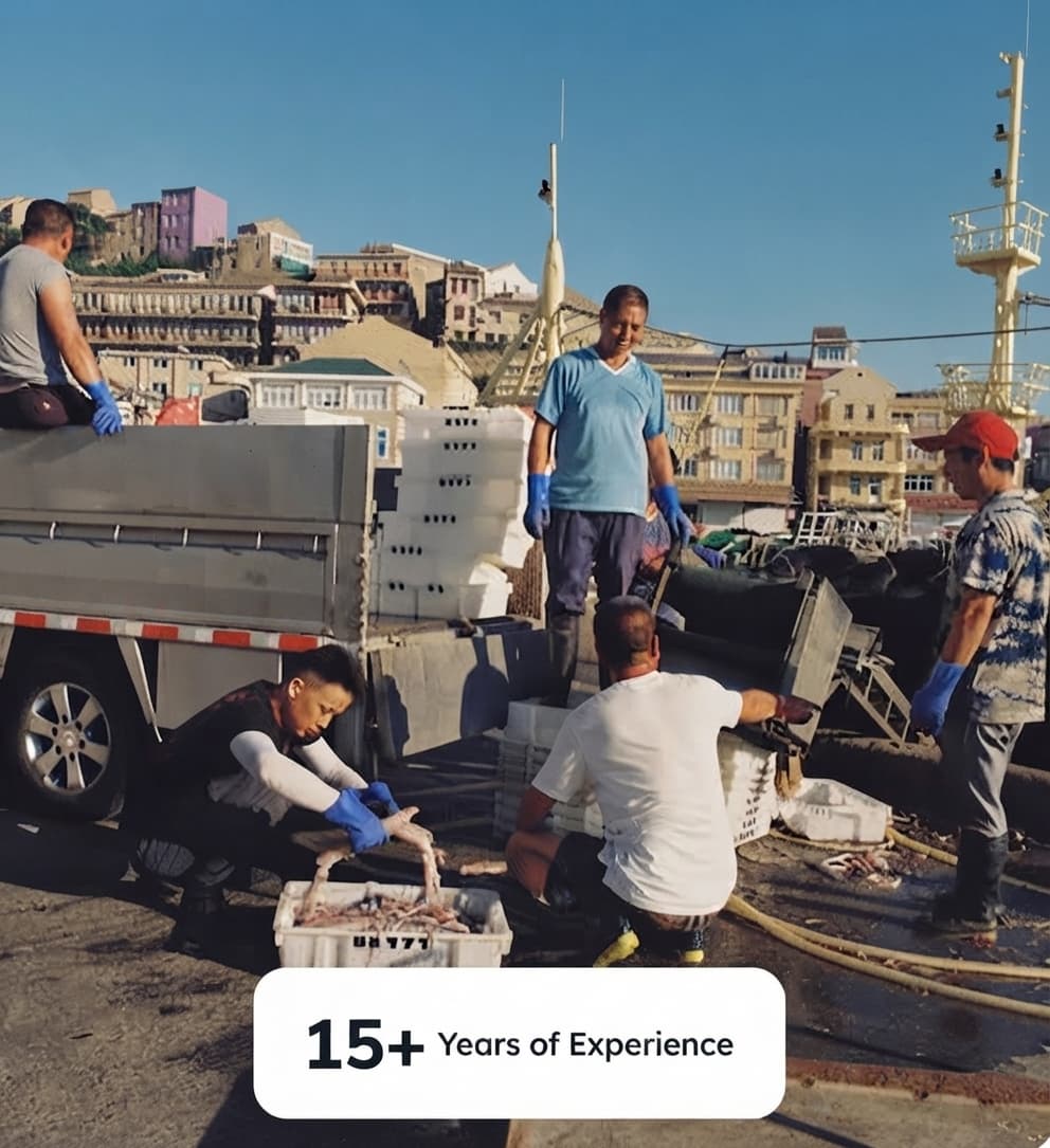 Crew members sorting collected items on site