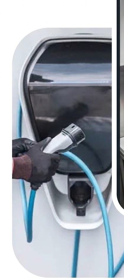 Close-up of an EV charging cable being connected