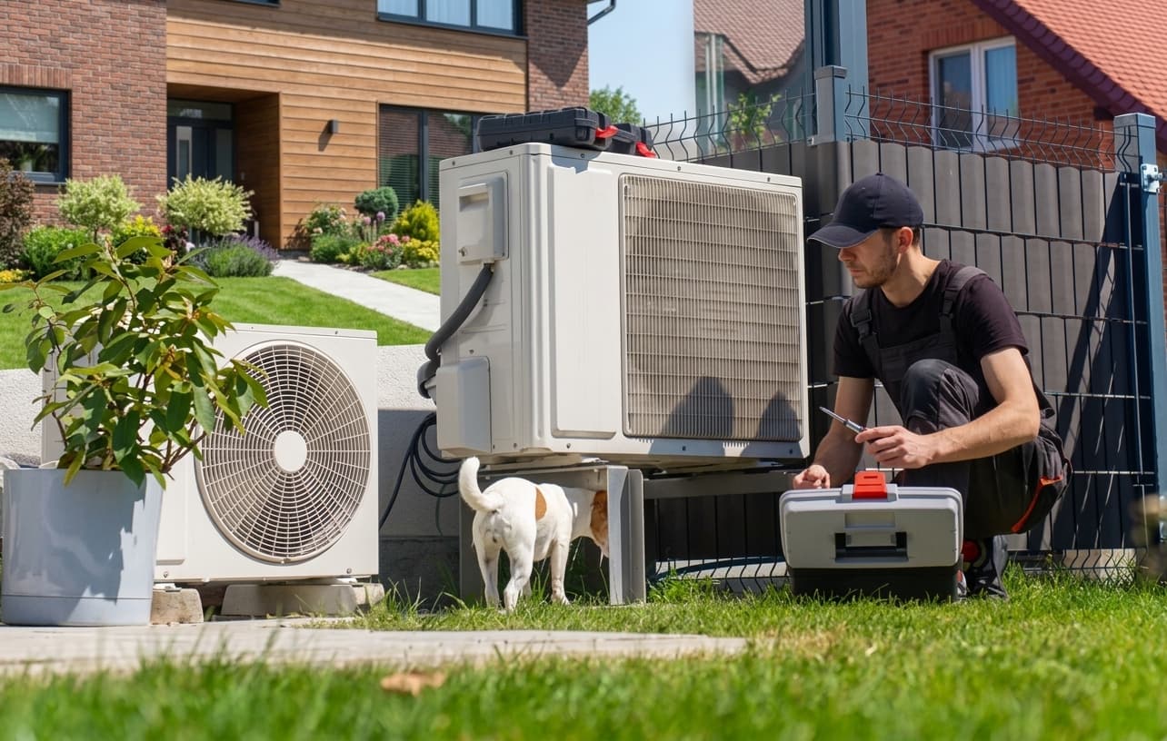 HVAC technician performing outdoor service